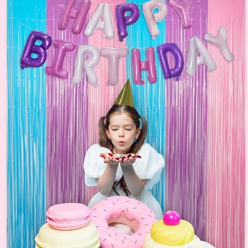 Blue Purple Pink Tinsel Backdrop 2 Packs - Image 6