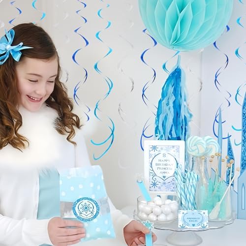 BEISHIDA 30Pcs Blue Silver Hanging Swirls Birthday Winter Party Supplies - Image 6