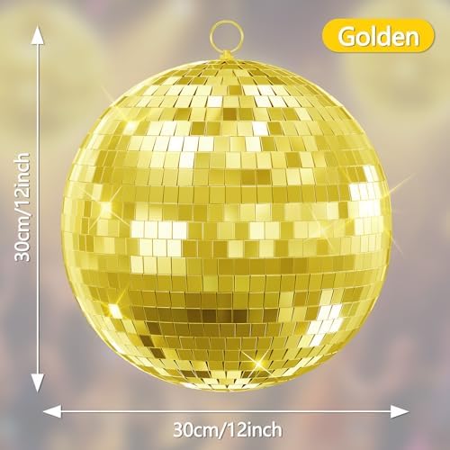 Gold Disco Ball 12 inch Mirror Ball for Party Decor, Hanging Disco Balls Decoration for Wedding, Events, Disco Party, Home Decorations, Dance Floor and Celebrations - Image 2
