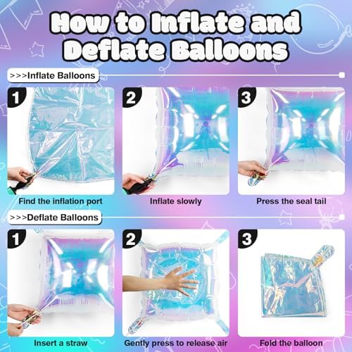 NISOCY 25PCS Iridescent Square Foil Balloons Wall Backdrop - Image 4