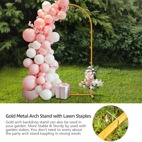 7.2 FT Wedding Arch Backdrop Stand, Gold Metal Arch Backdrop Stand for Wedding Party Ceremony Birthday Bridal Baby Shower Photo Booth Garden Floral Balloon Arches Decoration - Image 5