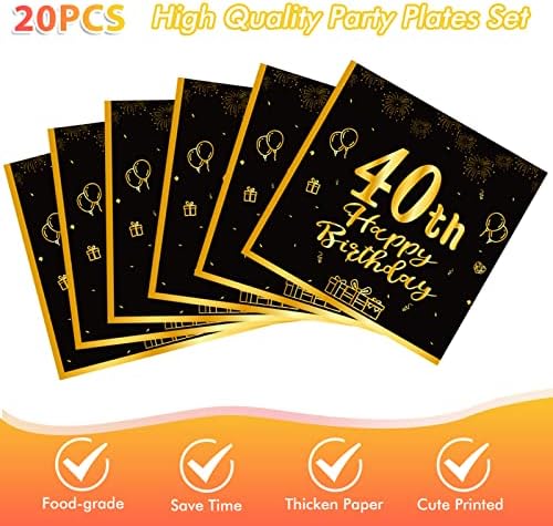 41Pcs Birthday Party Supplies Vintage 40th Birthday Decorations Back in 1984 40th Theme Birthday Party Decorations Tableware Includes Paper Plate Napkin Tablecloth for Men Service 20 Guests - Image 5