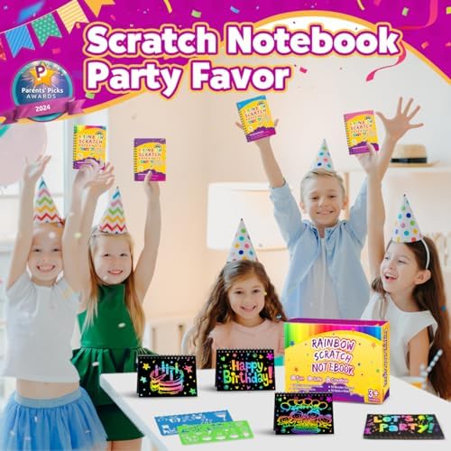 Party Favors for Kids 4-8-12: 48 Pack Scratch Rainbow Art Crafts Notebook - Image 3
