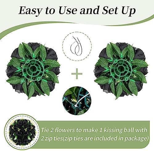 BLOSMON Black Rose Flower Balls for Table Centerpiece, 2 Pcs, Easy of Use - Image 5