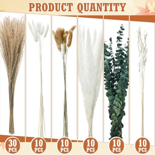 Qinyoung 10 Set Dried Pampas Grass Table Centerpiece for Wedding, Orange - Image 6