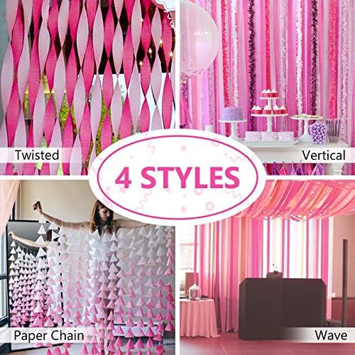 PartyWoo Hot Pink Crepe Paper Streamers 4pcs 328 FT Hot Pink Streamers - Image 6