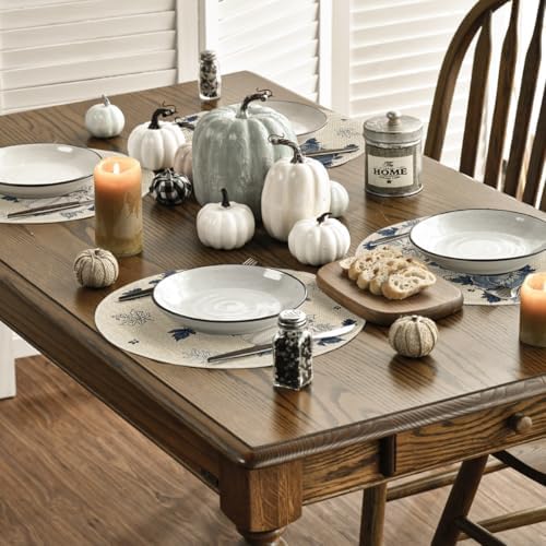 Artoid Mode Navy Blue Pumpkins Round Fall Placemats Set of 4-14 Inch - Image 5