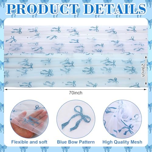 8 Pcs Baby Blue Bow Table Runners 29 x 70 in for Baby Shower Party Decor - Image 2