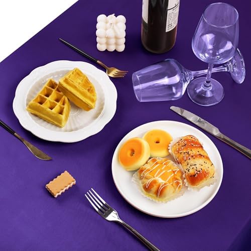 TURSTIN 1 Pack Dark Purple Satin Tablecloth 102 x 58‘’ Overlay Table Cover - Image 5