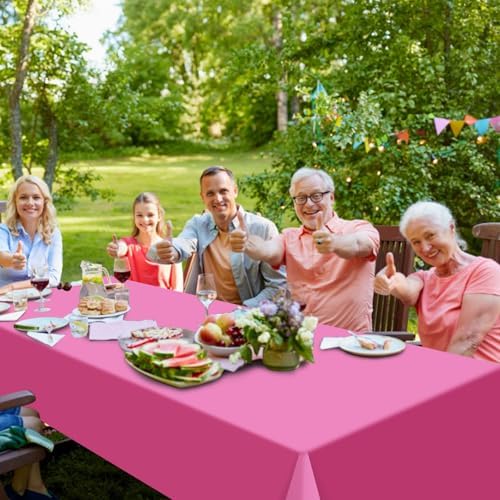 12 Pack Hawaiian Plastic Tablecloth for Rectangle Tables, Pink Green Yellow Tropical Disposable Table Cover, Luau Rectangle Table Cloth for Summer Flamingo Birthday Picnic Party Supplies Decorations - Image 5