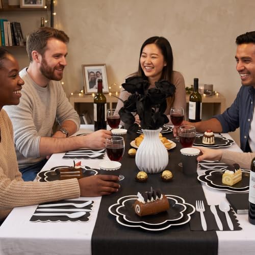 350 Pcs Halloween Black and White Plates and Napkins Set, Serve 50 Guests - Image 6
