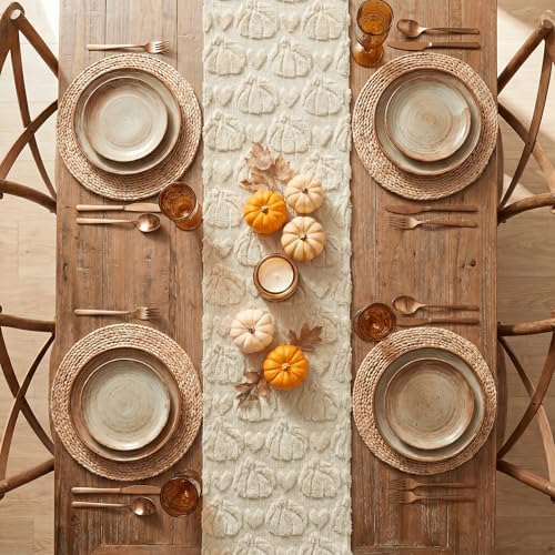 Artoid Mode Beige Soft Faux Fur Fall Table Runner 13x90 Inch - Image 3