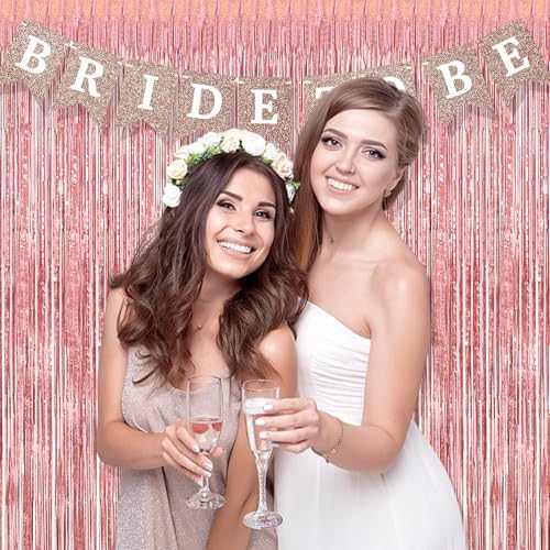BRAVESHINE Tinsel Backdrop, Rose Gold Foil Fringe Curtains | 2 Pack - Image 3