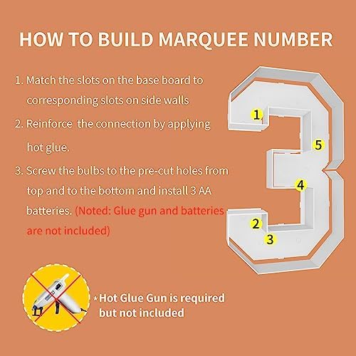 3FT Marquee Numbers, Large Light Up Numbers 3 for 3nd Birthday Party Decor - Image 4
