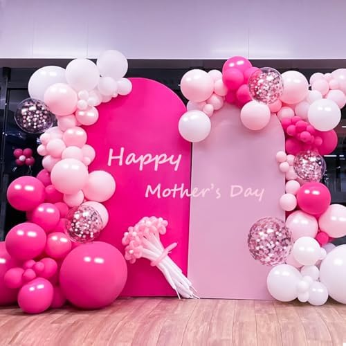 MEBAY Pink Balloon Arch Kit, 146 PCS Hot Pink Light Pastel Pink Metallic Balloons Garland with Confetti for Bridal Baby Shower Birthday Princess Wedding Party Decorations - Image 5
