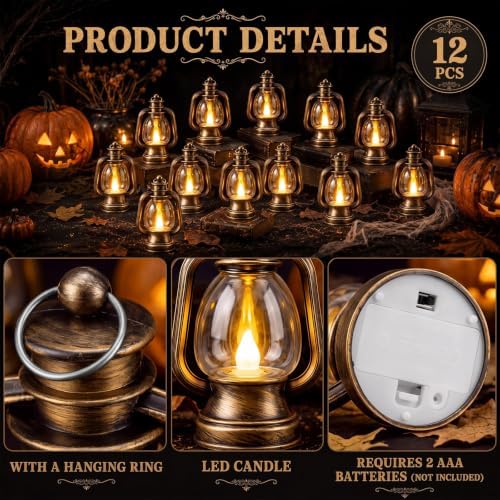 Ferraycle 12 Pcs Mini Lanterns 6 Inch Bronze Gold Lamp Table Centerpieces - Image 2