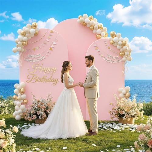 Toolterritary Set of 3 Metal Arch Backdrop Stand with Cover Set, (7.2FT, 6.6FT, 6FT Wedding Arch and Cover Set), Backdrop Arch for Party, Baby Shower, Birthday, and Graduation Ceremony - Image 3