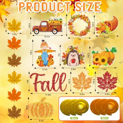 Fall Party Decorations Set Pre-Strung Fall Banner Glitter Autumn Garland Wall Decor Thanksgiving Harvest Pumpkin Maple Leaves Hanging Swirls Maple Leaves Strings for Office Classroom Home Indoor Decor - Image 2