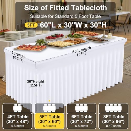 Smiry Spandex Elastic Fitted Table Cloth Skirt for 5FT Rectangle Table - Image 5