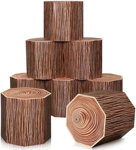 Fullhawl 6 Pcs 3D Tree Stump Boxes, Vbs Fake Wood Centerpieces by Fullhawl