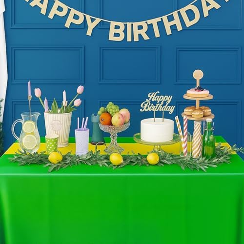 Oudain 3 Pcs Plastic Disposable Table Cloth 54" x 108", Green, Yellow - Image 5
