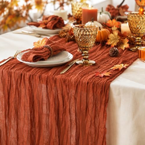 6 Pack Terracotta Cheesecloth Table Runner 120 Inch Boho Wedding Decor by Fixwal