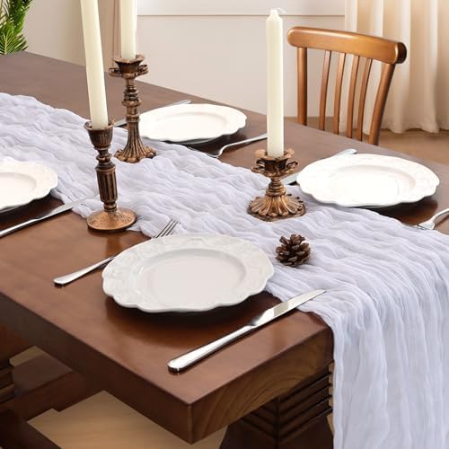 12 Pack 10Ft White Cheesecloth Table Runner 23 x 120 Inch - Image 2