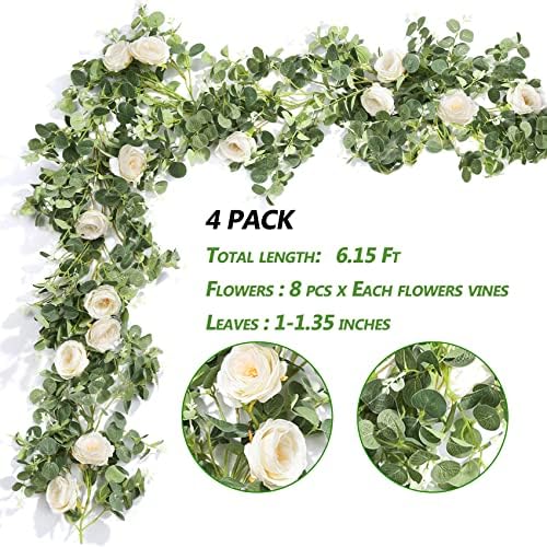 Der Rose 4Pcs 6.5FT Fake Floral Greenery Garland for Backdrop Wedding Decor - Image 2