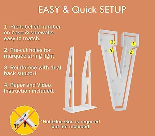 4FT Marquee Letters, Large Light Up Letters V for XV Birthday Party Decor - Image 4
