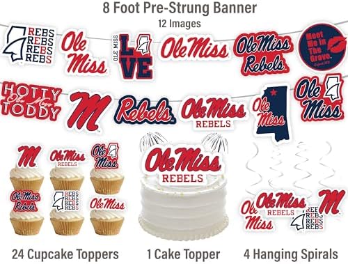 Ole Miss Decorations Party Supplies Football Graduation Banner 42 Pc - Image 3