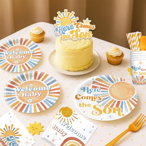 233 Pcs Here Comes The Son Baby Shower Decor for Boy Boho Baby Shower Party - Image 5