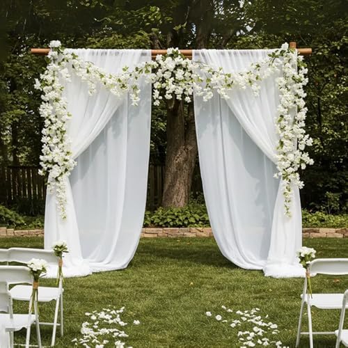 YRIOWMI 10PCS 59FT Artificial Silk Cherry Blossom Garland, Hanging Sakura Flower Vines for Wedding Party Home Arch Office Sakura Decor (White) - Image 5