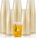 I00000 200 Pcs Gold Plastic Cups, 10 oz Hard Gold Glitter Disposable Cups by I00000