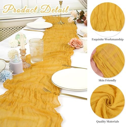 20 Pack Cheesecloth Table Runner 20 x 120 Inch, Gold - Image 3