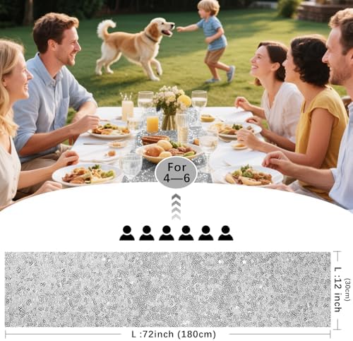 10 Packs 12 x 72 inches Silver Sequin Table Runner - Image 4