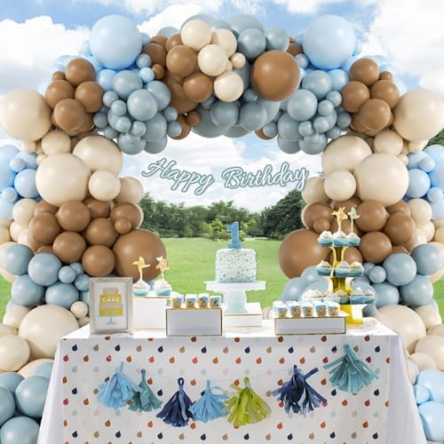 146pcs Dusty Blue and Brown Balloon Arch Kit with White Balloons - Image 6