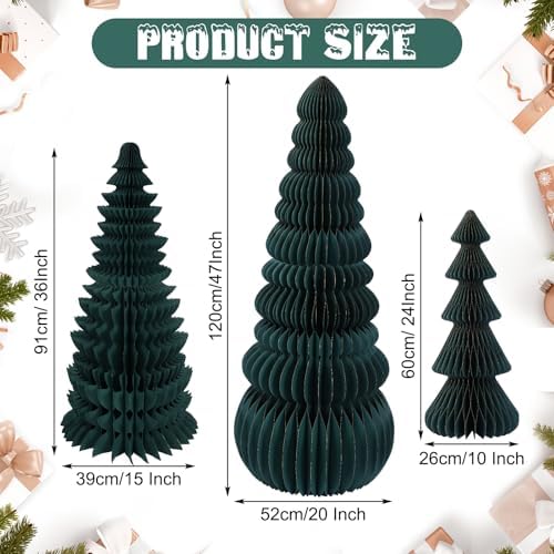 3 Pcs Large Honeycomb Christmas Tree,Classic,Green - Image 2