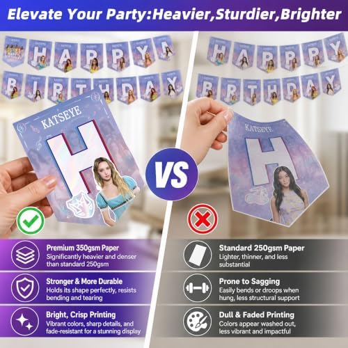 52Pcs Purple Pink Birthday Party Decorations, Singer Themed Party Supplies Set with Happy Birthday Banner, Balloons, Backdrop, Hanging Swirls Cake Toppers and Tablecloth, for Fans Birthday Party - Image 4