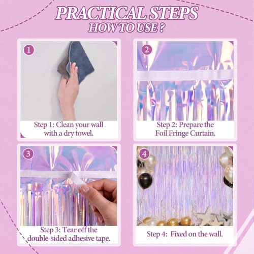 DECOCKRAT 2 Pack Foil Fringe Backdrop - Iridescent Shiny Tinsel Curtains for Party Decoration/Photo Booth Props - 3.3x6.6 FT Metallic Foil Backdrop for Birthday, Wedding, Graduation, Christmas. - Image 3