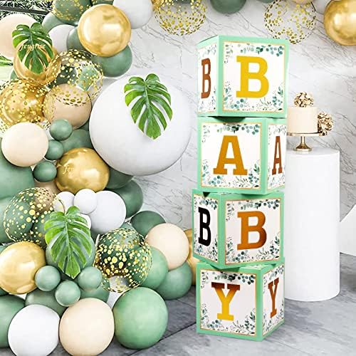 Voircoloria Baby Boxes with Letters, Sage Green,4 Transparent Balloon Boxes - Image 5
