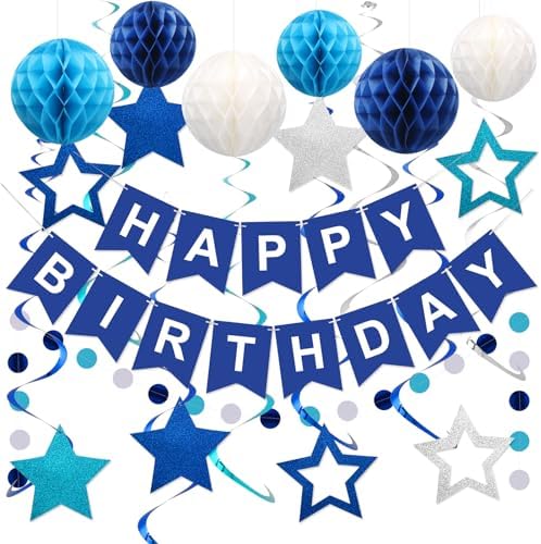 meowtastic Birthday Decorations Happy Birthday Banner with Honeycomb Balls by meowtastic%C2%AE%E2%80%94Idealforyourparty
