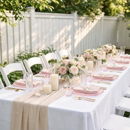DaYammi 350PCS Clear Pink Plastic Dinnerware Set for 50 Guests - Image 4