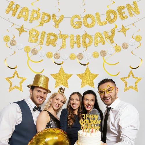 Happy Golden Birthday Party Decorations, Golden Bday Party Kit - Image 6