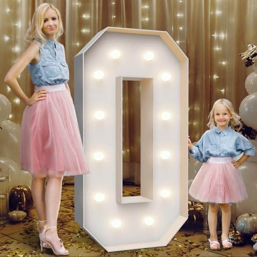 4FT Light Up Marquee Number 0- Large Foam Board Mosaic Kit by Teebloom