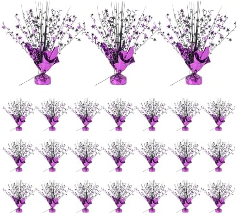 24 Pack Black Purple Metallic Foil Spray Centerpiece Star Table Decoration Burst Table Centerpieces for Birthday Graduation New Year Halloween Party Supply (Black Purple) by Ohiyoo