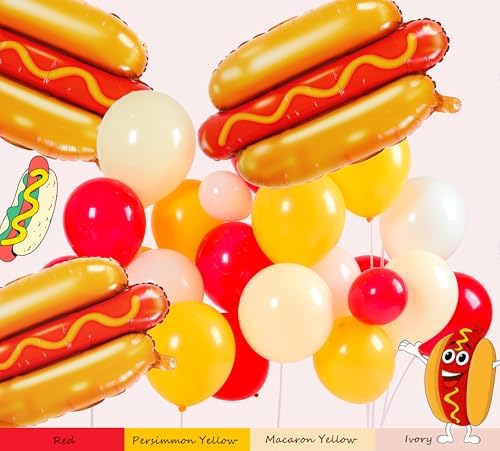 Cute Hot Dog Balloon Garland Arch Kit，151PCS Red and Yellow Balloons, Creative Theme for Baby Shower Gender Reveal Boy Girl Birthday Party Decorations - Image 4