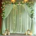 20ft x 10ft Green Backdrop Curtain with Lights String for Parties, Sheer Tulle Wedding Photo Backdrops Drapes for Baby Shower Birthday Party Decorations Background for Photography by Shillance