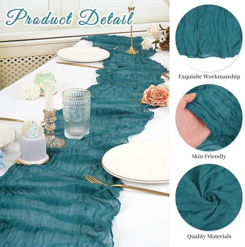 20 Pack Cheesecloth Table Runner 20 x 120 Inch, Teal - Image 3