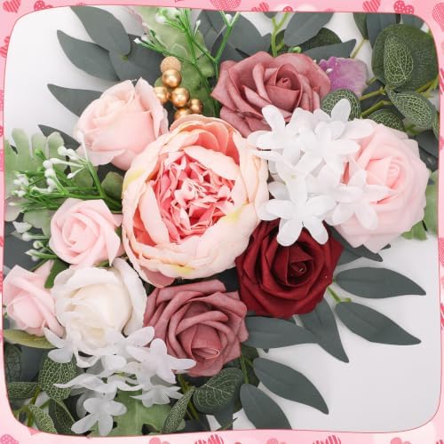 2 Pcs Wedding Arch Decorations, Soft Pink Rose Garland Pastel Set - Image 2