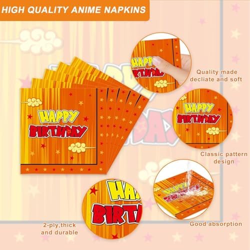 Anime Dragon Theme Party Supplies Cartoon Birthday Party Decorations Disposable Plate Napkin Fork for Anime Party Decoration 20 Sets - Image 3